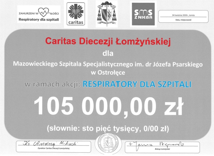 2020 04 10 Caritas Dotacja dla Szpitala 700 c
