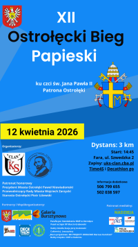 2026 03 17 XII Ostrołęcki Bieg Papieski Plakat 200